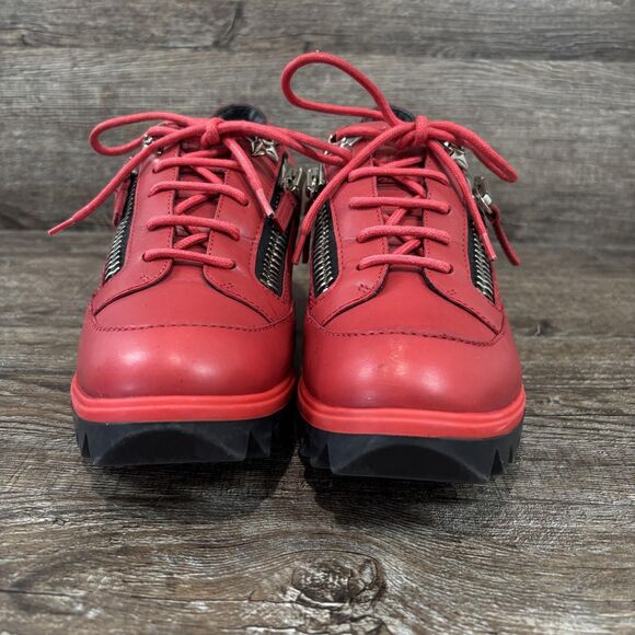 Giuseppe Zanotti Shoes Men\'s 8.5 EU 38.5 Red Leather Side Zipper Sneakers Italy main image 10